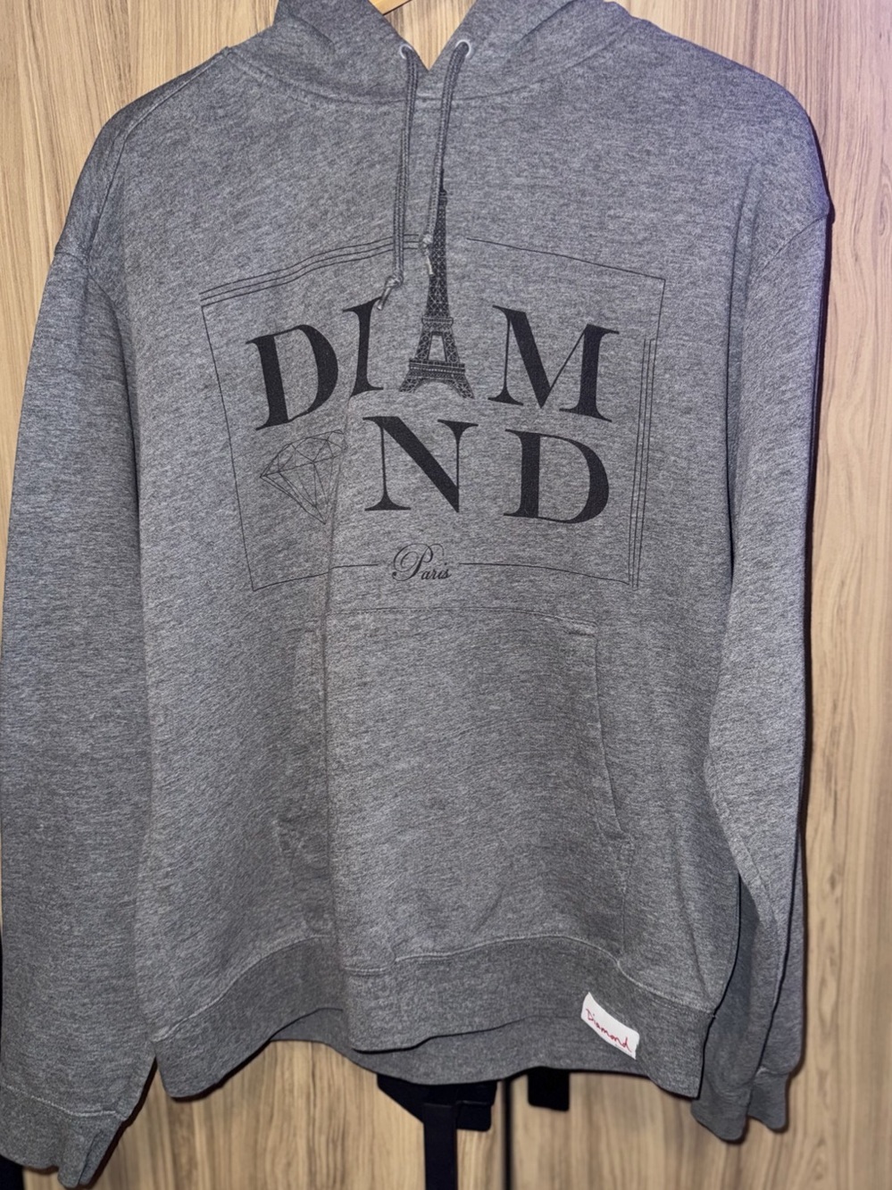 Diamond Supply Co. Diamond Paris Hoodie. Gray Pullover Hoodie